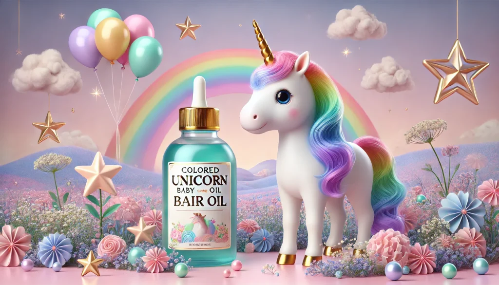 colored unicorn oil baby hair oil